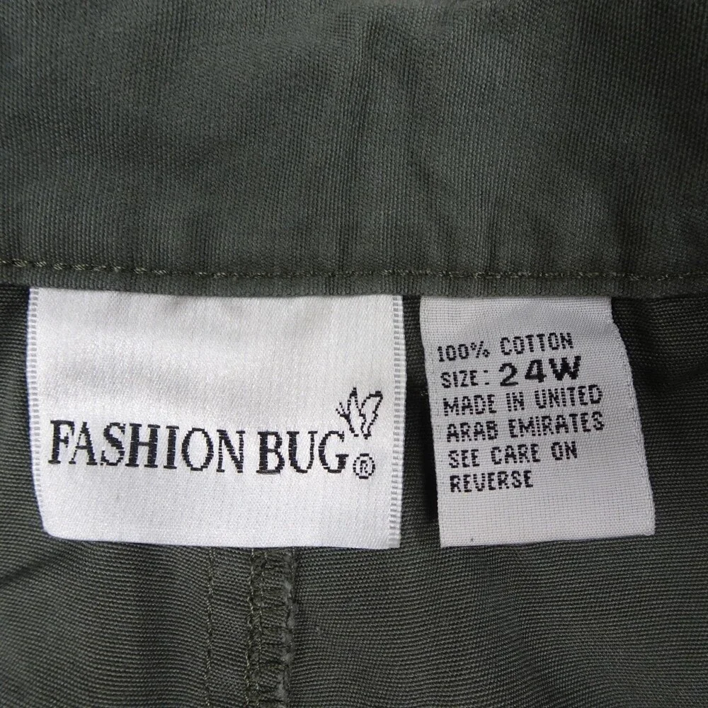 Fashion Bug Shorts Womens 24W Green Belted High Rise Plus Pockets Hot Pants